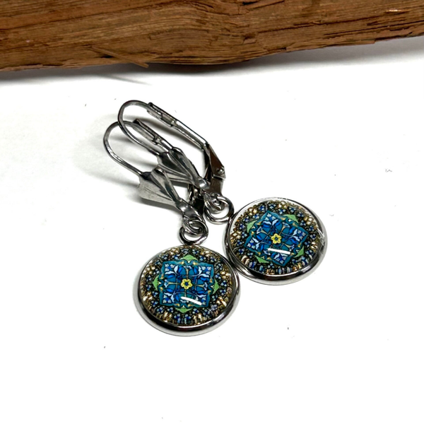 Edelstahl Ohrringe Mandala 12mm Motiv