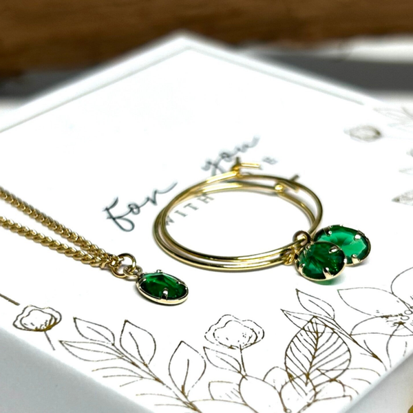 Schmuckset Kristallglas Anhänger Grün