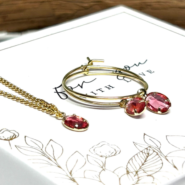 Schmuckset Kristallglas Anhänger Rosé