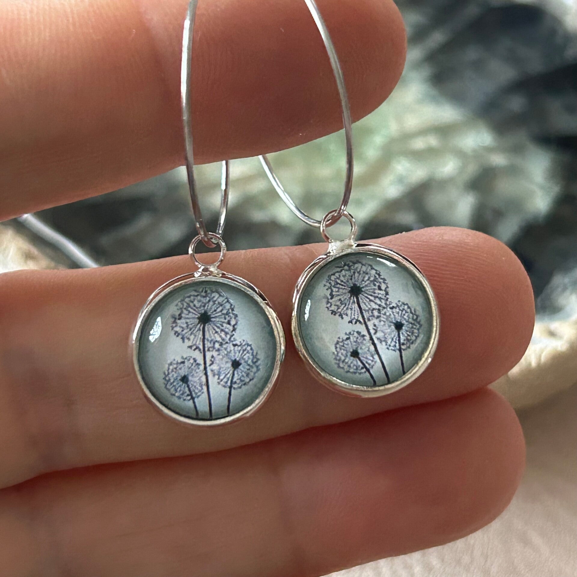 Edelstahl Kreolen Pusteblume