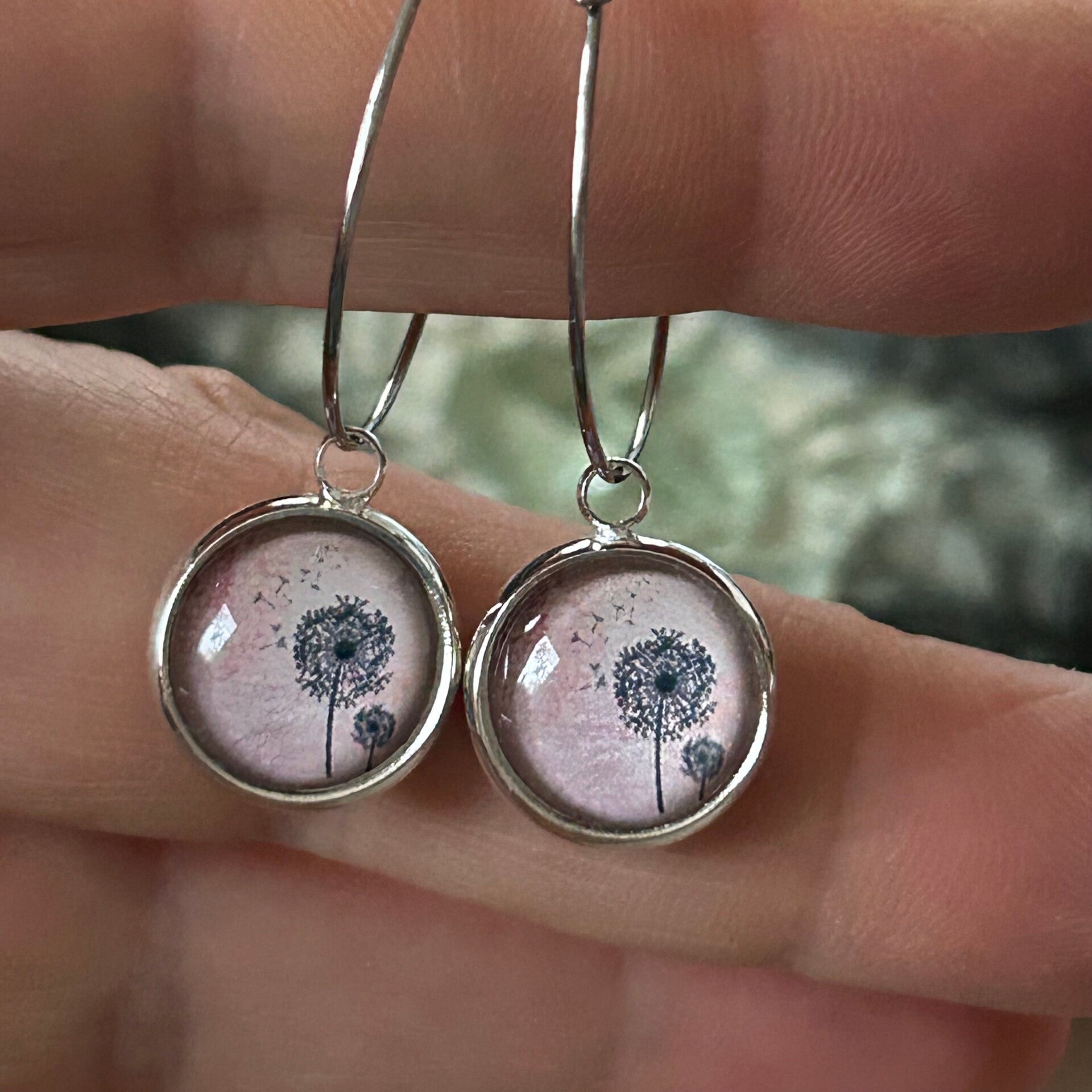 Edelstahl Kreolen Pusteblume