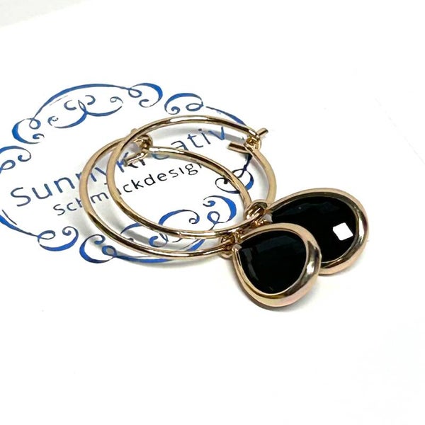 Ohrringe mit Tropfen Kristallglas Anhängen Schwarz