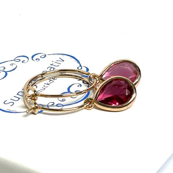 Ohrringe mit Tropfen Kristallglas Anhängen Pink