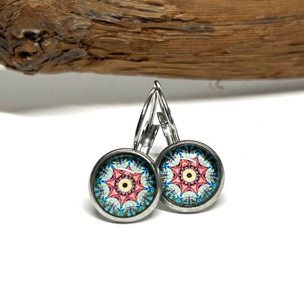 Ohrringe Edelstahl mit 10mm Mandala Motiv