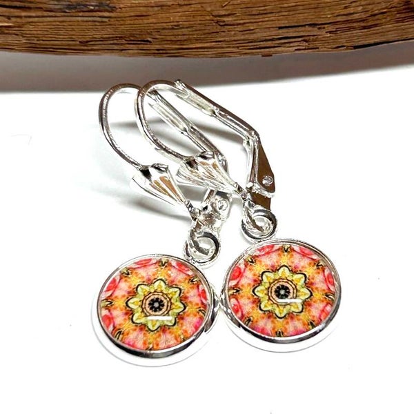 Ohrringe Silber 10mm Mandala Motiv