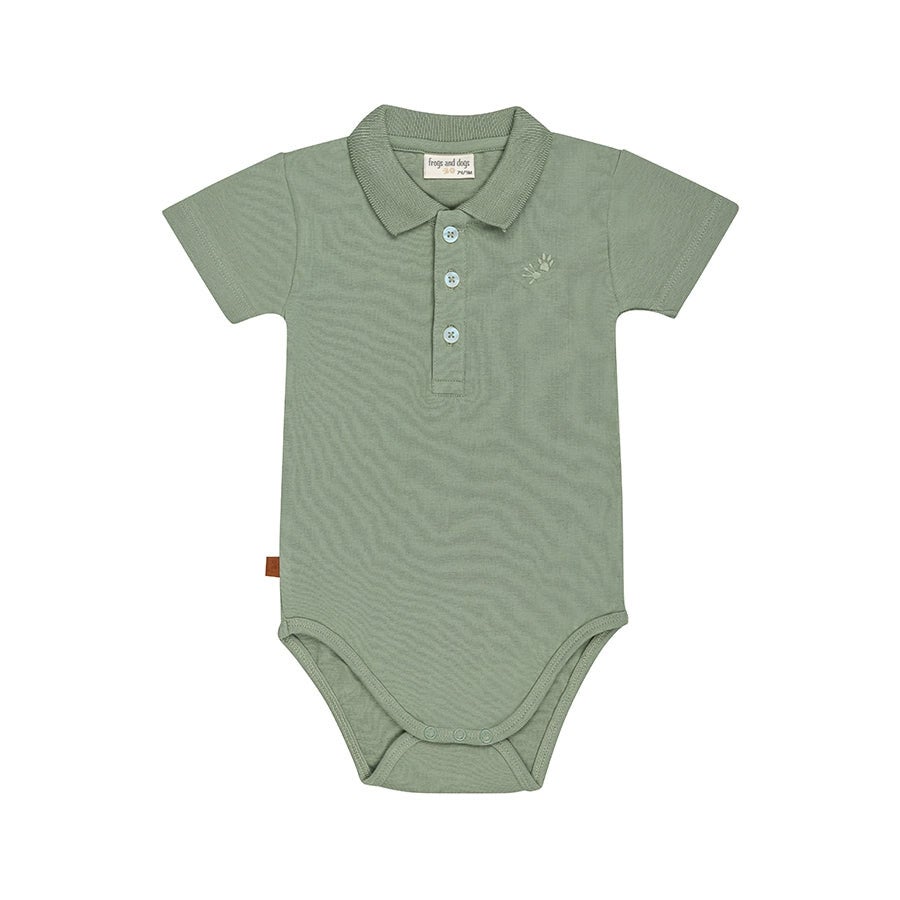 frogs and dogs polo romper lily pad