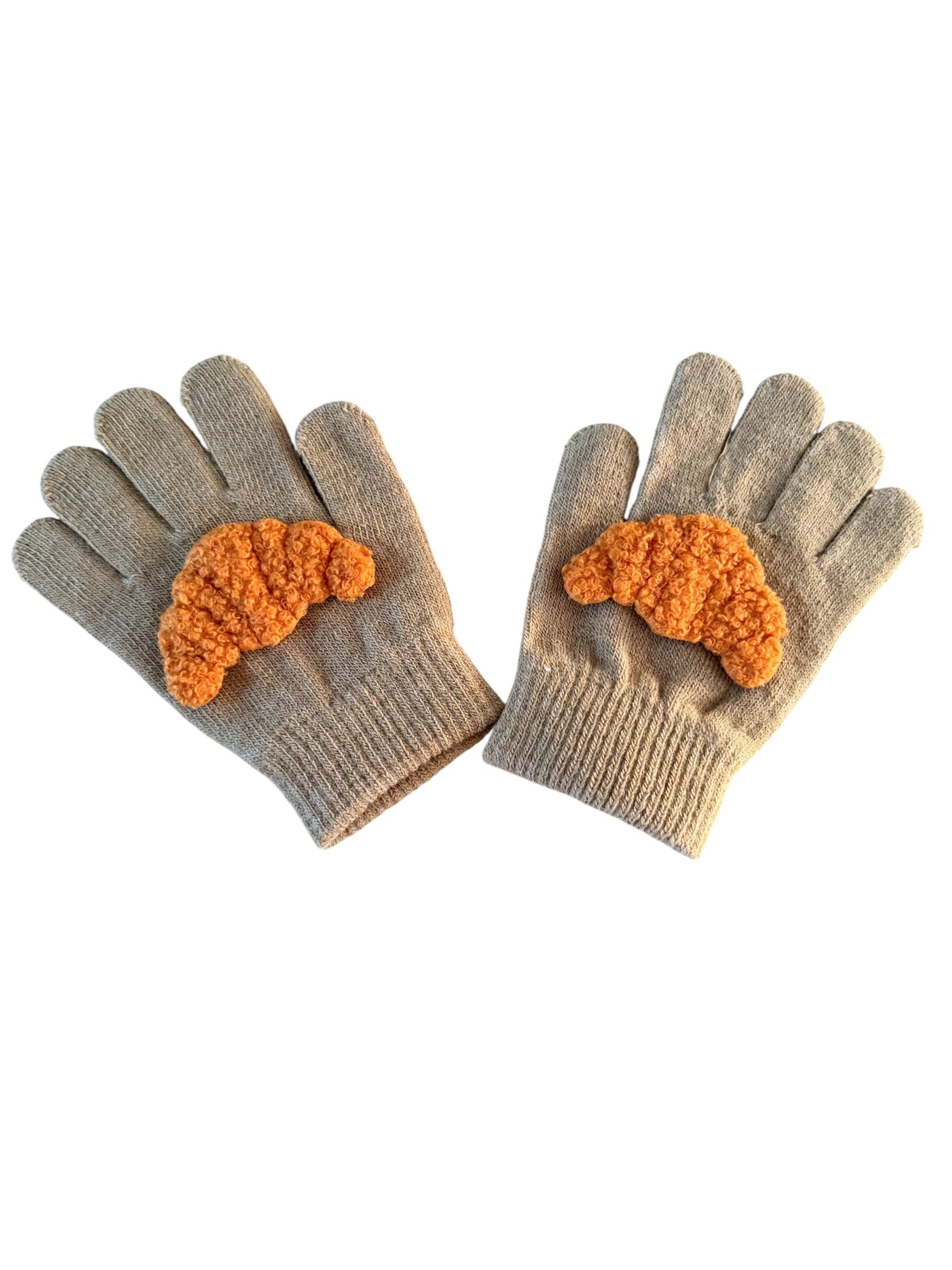 kinder handschoenen croissant bruin