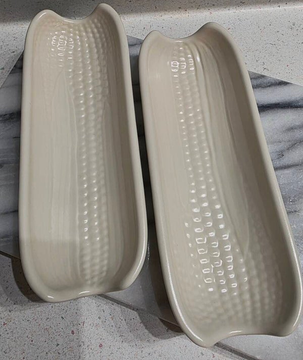 Pfaltzgraff Filigree Beige Ceramic Corn Dishes Set of 2