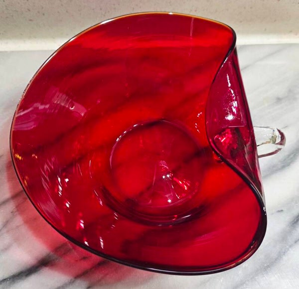 Vintage Viking Art Glass Epic Line Ruby Red Amberina Console Bowl