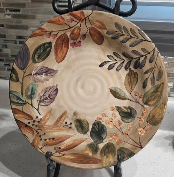Vintage Home Trends Shadowwood Hand-Painted Stoneware 11.25" Dinner Plate