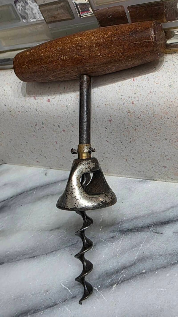 Vintage 6" T-Handle Bell-Shaped Corkscrew & Bottle Opener