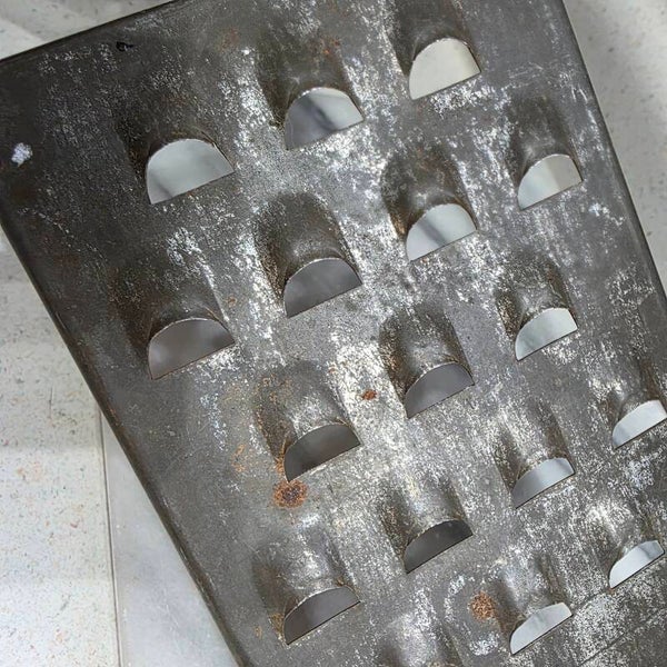Vintage Metal Over-the-Bowl Grater/Shredder~13" x 5"