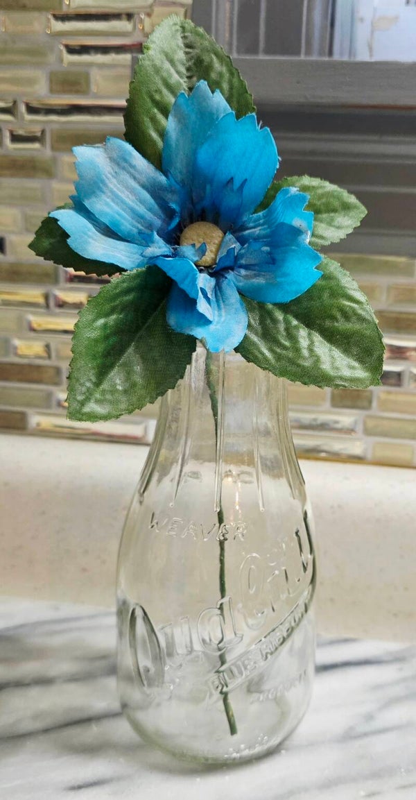 Vintage "Weaver Quality Blue Ribbon" Clear Glass 1-Pint Milk Bottle