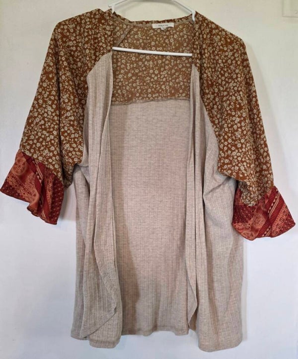 Maurices Women's L Boho Floral Kimono Cardigan w/ 3/4" Belle Sleeves