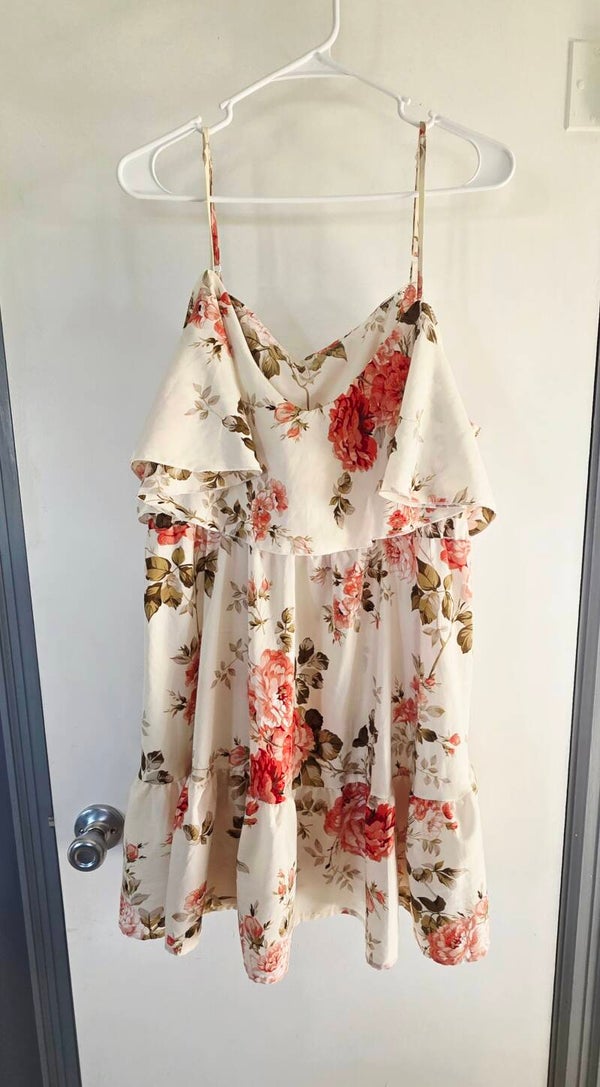 SHEIN Women’s Plus Floral Cold Shoulder Ruffle Boho Summer Dress 2XL