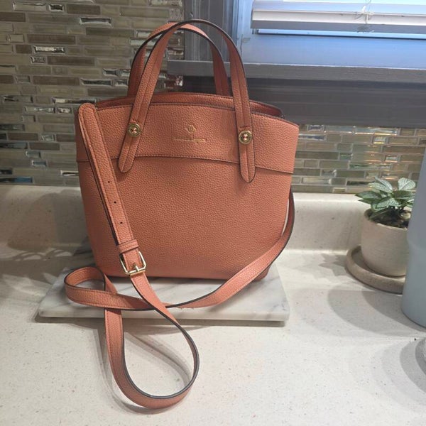 Nanette Lepore Peach Triple Section Vegan Leather Crossbody/Satchel Bag