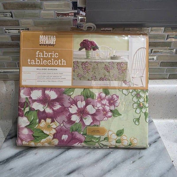 Martha Stewart Everyday Hillside Garden Fabric Tablecloth Oblong 52" x 70"