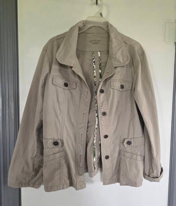 Riders by Lee Women's Beige/Khaki Utility Jacket Button Up Mid-Length L