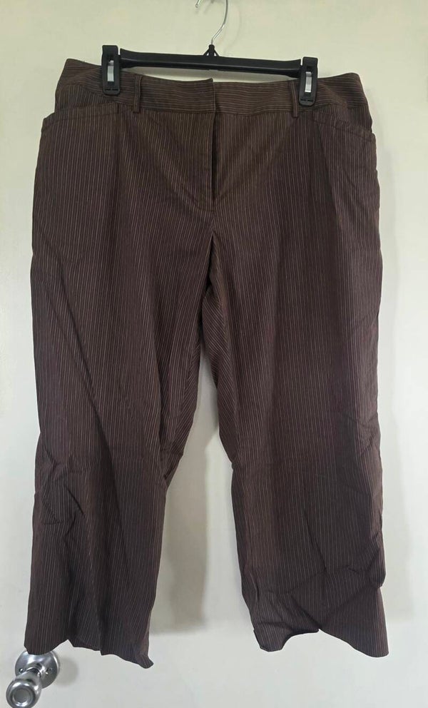 Style&co. Women’s 14 "Julie" Brown Pinstripe Stretch Straight Leg Dress Pants