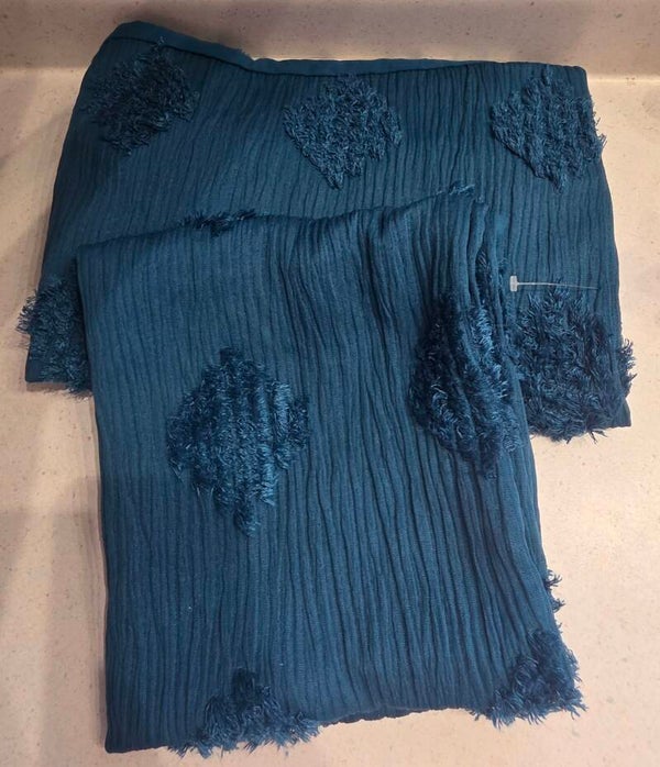 Threshold Dark Teal King Diamond Crinkle Pillow Shams Set of 2