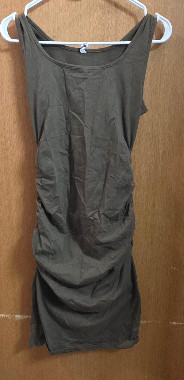 NWOT Missufe Women's Green Ruched Sleeveless Bodycon Tank Dress