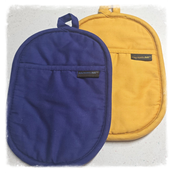 New Rachael Ray Cotton Silicone Potholders Set Diamond Pattern Pieces