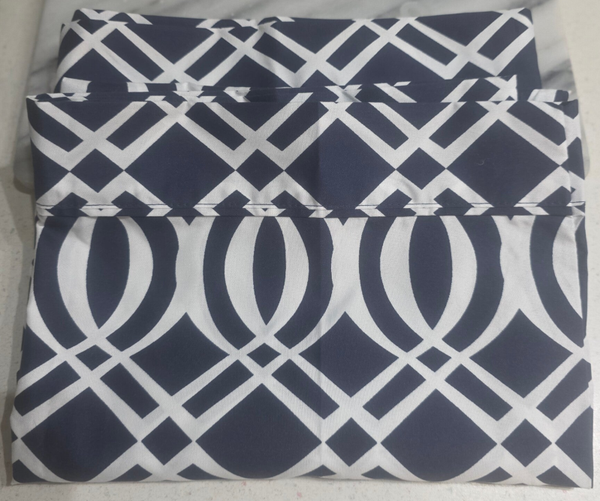Geometric Navy White Pillowcase Set of 2 - 100% Polyester