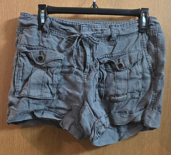 Ann Taylor LOFT Gray Linen Cargo Shorts Women's 6