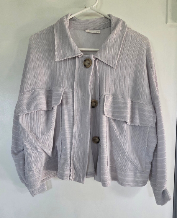 Bucket List Lavender-Grey Soft Ribbed Knit Shacket Women's Size Small