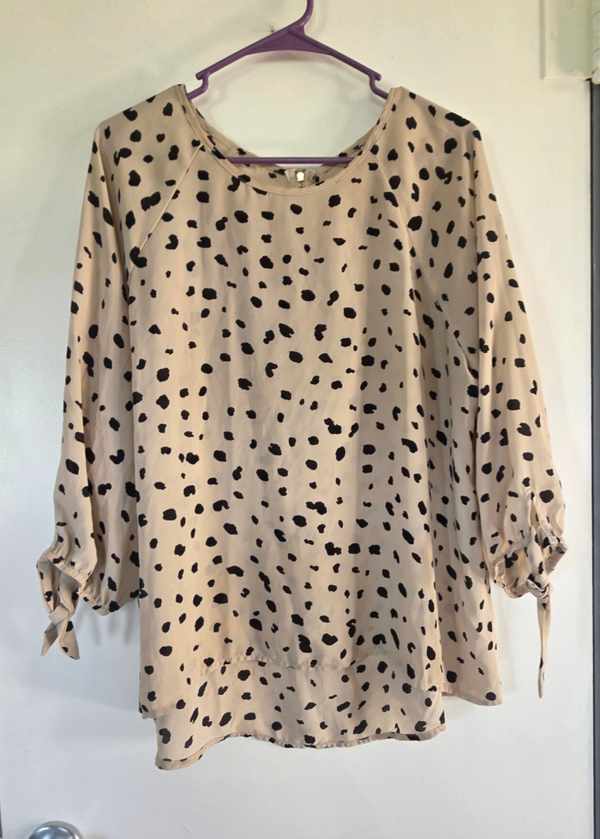 Papermoon Larie Women's Cheetah Print Tie Sleeve Blouse Size XL