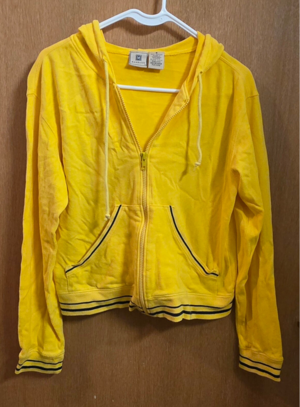 Maurices Yellow Zip Hooded Knit Cotton Hoodie w/ Pockets Womens Small