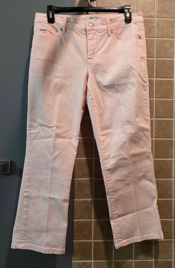 Women's Nine West Chrystie Pink/Rose Cloud Stretch Denim Capri Jeans Size 6