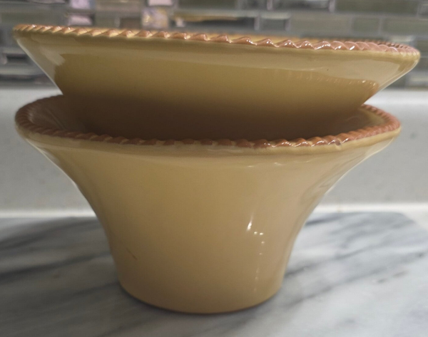 Target HOME Deep Soup Cereal Bowl Yellow 7" Italy Pie Crust Edges Hand Made