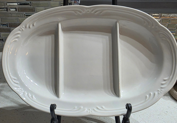 Pfaltzgraff White "Filigree" Stoneware Divided Serving Platter