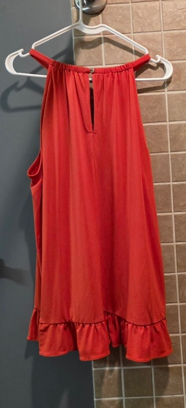 Carmen Marc Valvo Women's XL Orange Ruffle-Hem Tank