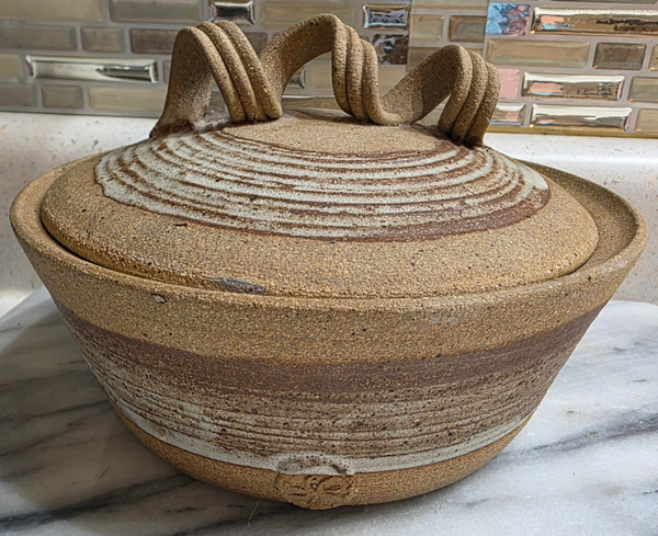 Unique One-Of-A-Kind Hal Maddux Handmade Stoneware Casserole Dish, Signed