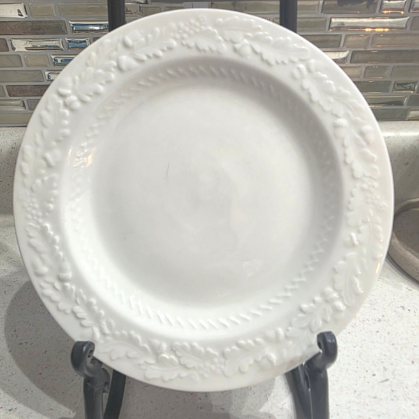 MSE White Floral China Salad/Dessert Plates Set of 4 - Microwave/Dishwasher Safe