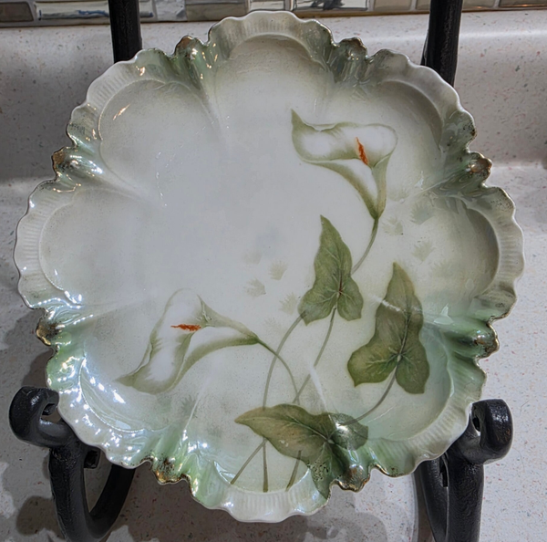 VTG Reinhold Schlegelmilch (RS) Germany Porcelain Cala Lily Cake Plate (4 avail)