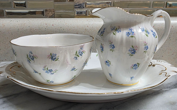 Royal Albert Blue Heaven Bone China Creamer & Sugar Set of 3