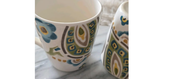 Target Home Stoneware Mugs Kashmir Blue Green Dishwasher-Set of 2 Microwave Safe
