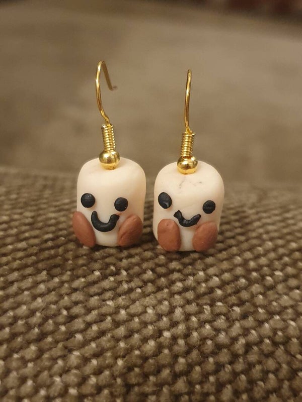 White Marshmallow Earrings