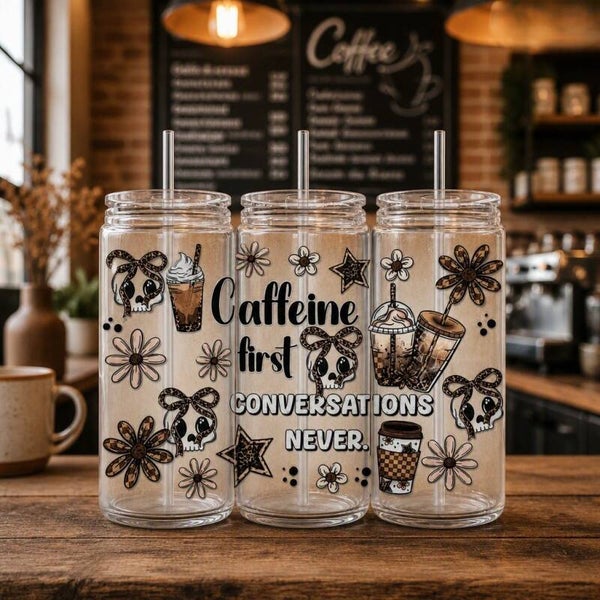 16oz Leopard Latte Skulls – Café Edition