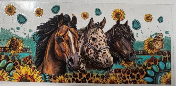 Sunflower Trails Horse Trio — 16 oz Acrylic Snow Globe Tumbler