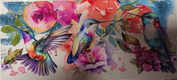 Watercolor Hummingbird Blooms — 16 oz Acrylic Snow Globe Tumbler