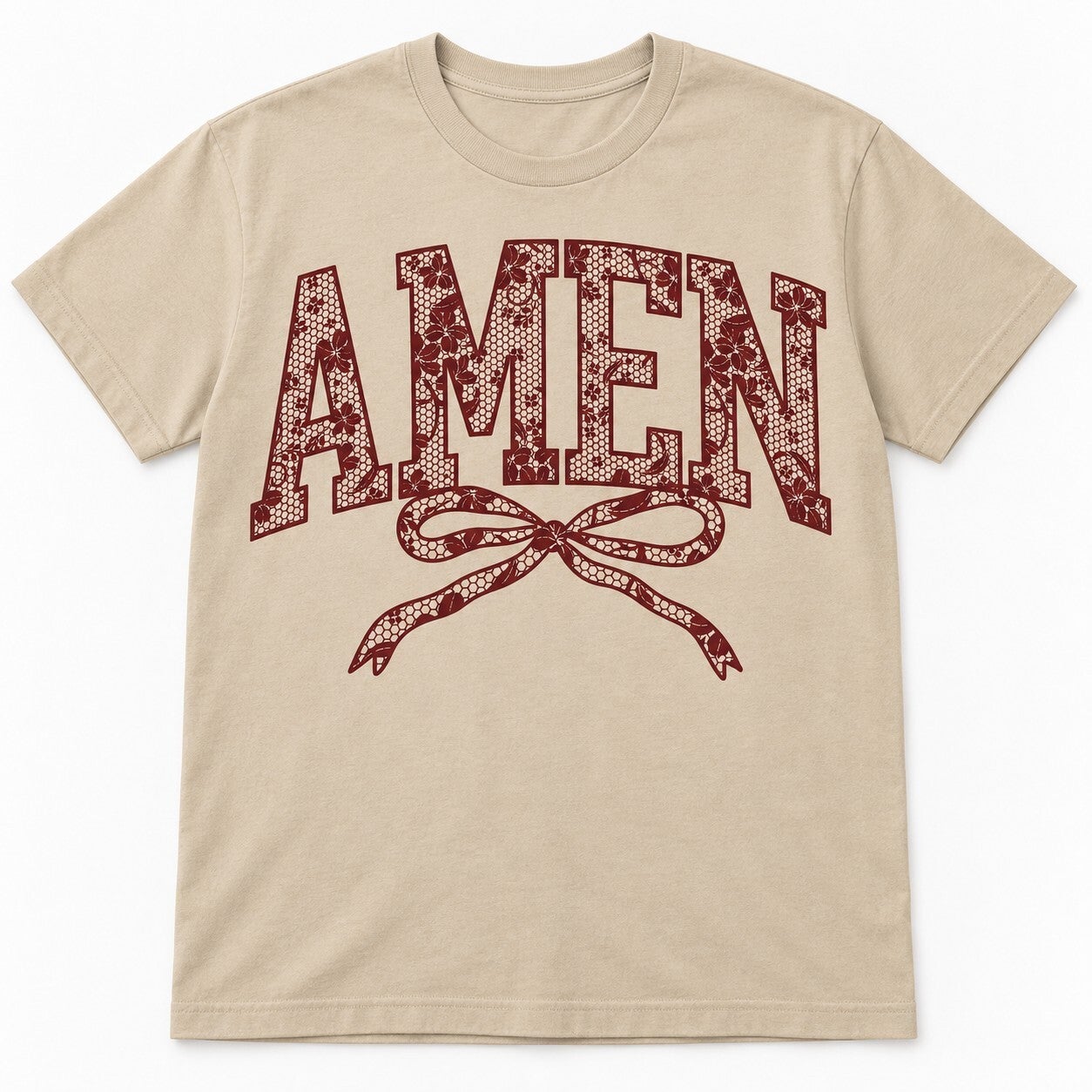 Amen Floral Lace Bow Tee