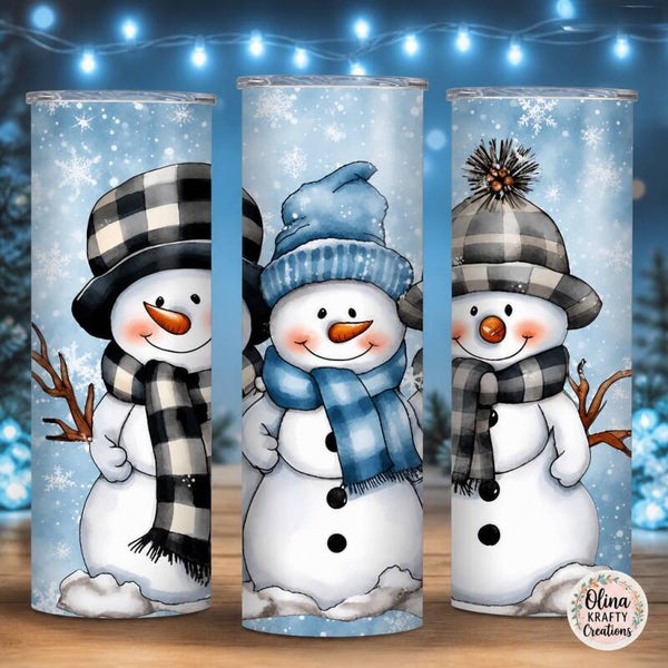 Plaid Snowman Winter Tumbler