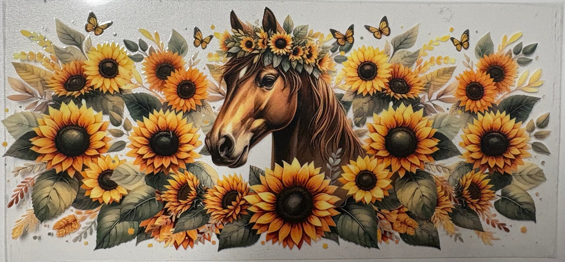 Sunflower Crown Horse — 16 oz Acrylic Snow Globe Tumbler