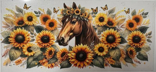Sunflower Crown Horse — 16 oz Acrylic Snow Globe Tumbler
