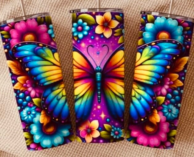 Rainbow Butterfly & Blooming Garden