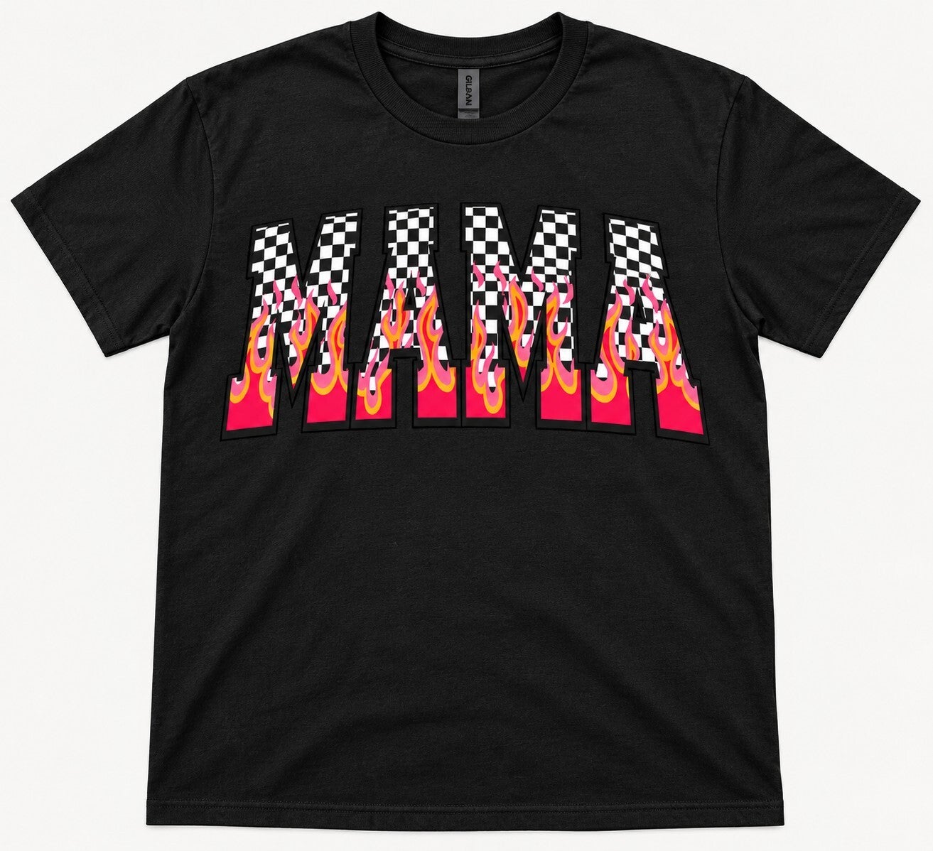 Checkered Flame Mama Tee